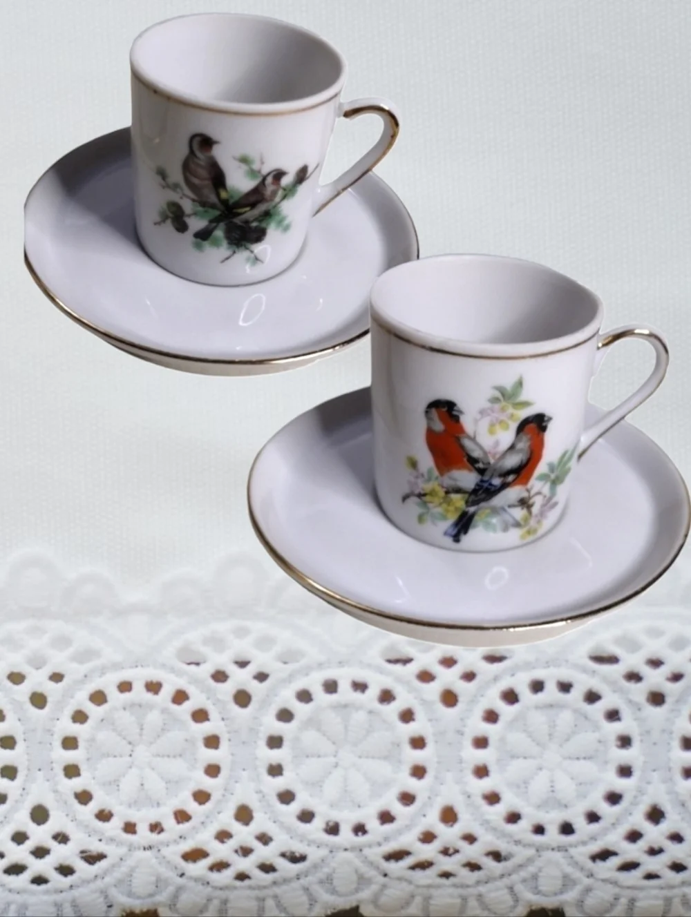 Vintage Royal Crown Birds Demitasse Cups Set of 4